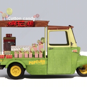 新中式风格展示架 商场移动快餐车 外卖车 花车 装饰车 小吃车 售货摊位 售卖车 三轮车